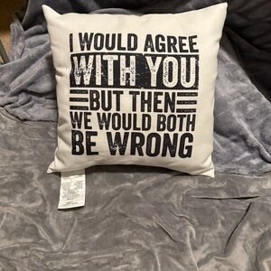 Amazon Decorative Throw Pillow in White with Black Text